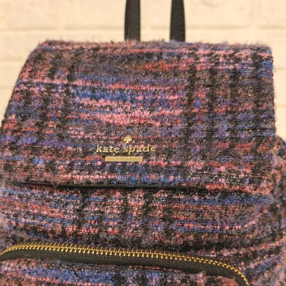 Kate Spade Emerson Fabric Jessa Tweed Backpack Burgundy/Multi 90's Inspired Bag - Picture 16 of 16